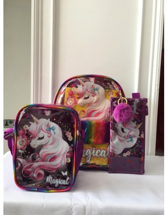 Unicorn Transparent Backpack Set